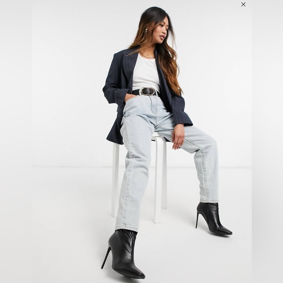 Selected Femme Double Breasted Blazer In Pinstripe Size 38 - Picture 2 of 11